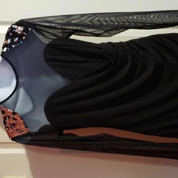 Betsy & Adam Black Embellished shear Dress - Picture 4 of 9